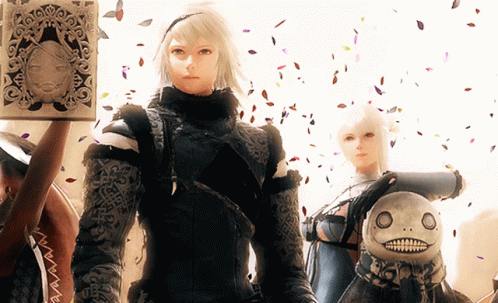 A Video Game Character Holding A Book And A Stuffed Animal With The Letter O On It GIF