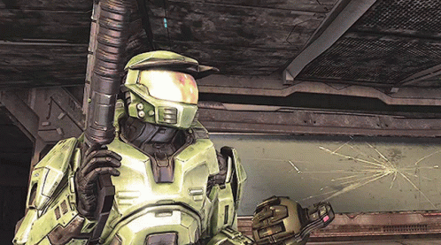 A Video Game Character Holding A Gun With The Number 1 On His Chest GIF