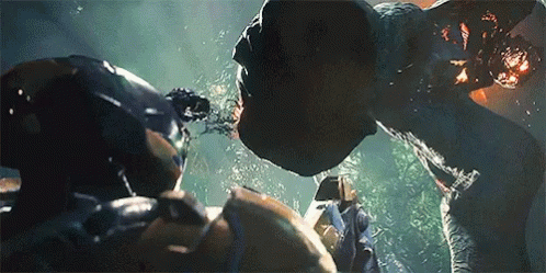 A Video Game Character Is Being Attacked By A Large Monster GIF