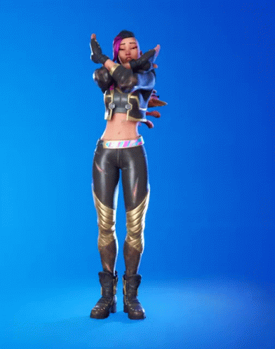 A Video Game Character Is Dancing With Her Arms Outstretched GIF