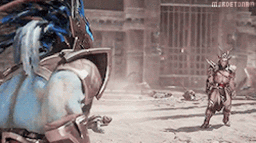A Video Game Character Is Fighting Another Character In A Video Game GIF