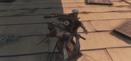 A Video Game Character Is Fighting Another Character With A Bow And Arrow GIF