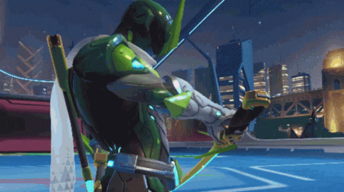 A Video Game Character Is Holding A Bow And Arrows GIF