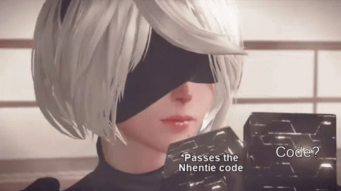 A Video Game Character Is Holding A Box That Says " Passes The Nhentie Code " GIF