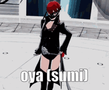 A Video Game Character Is Holding A Sword And Says " Oya [ Sumi ] " GIF