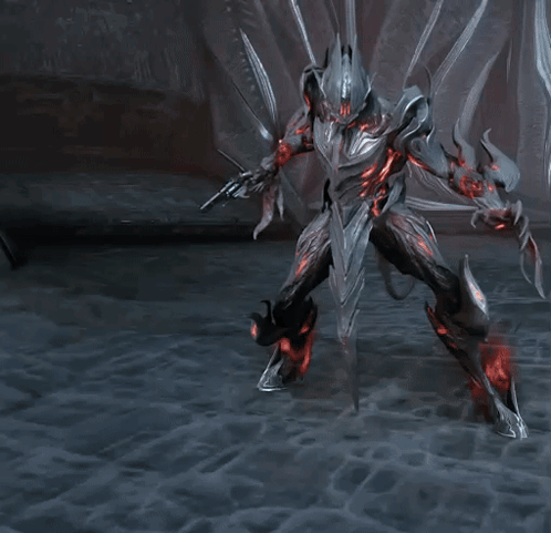 A Video Game Character Is Pointing A Gun At A Skeleton Hand GIF