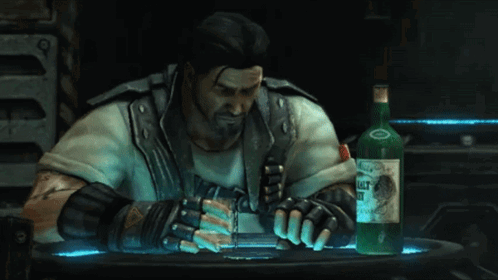 A Video Game Character Is Pouring A Bottle Of Liquid GIF
