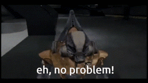 a video game character is saying eh no problem