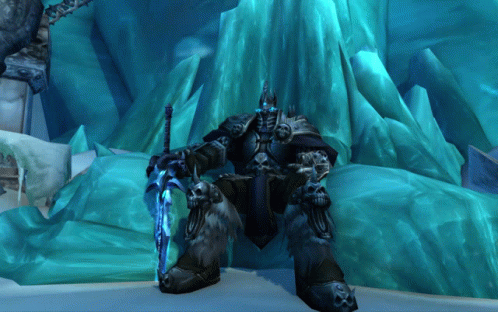 A Video Game Character Is Sitting On A Throne With A Sword In His Hand GIF