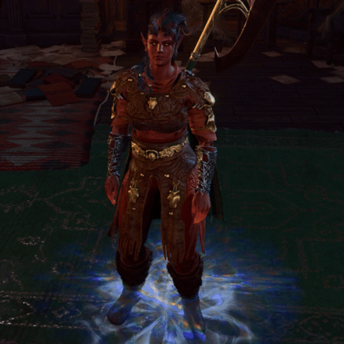 Video Game Character With Sword In Room GIF
