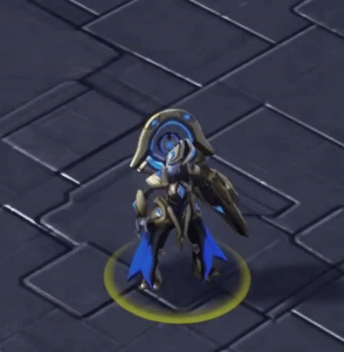 A Video Game Character Is Standing In A Yellow Circle On A Tiled Floor GIF
