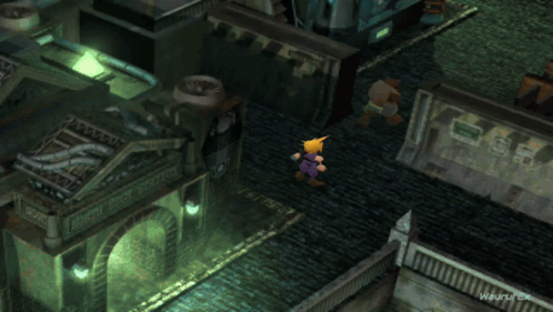 A Video Game Character Is Standing In Front Of A Building That Says ' Austin Grill ' On It GIF
