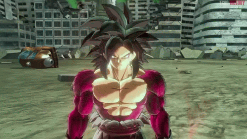 A Video Game Character Is Standing In Front Of A Destroyed Building With The Words " Sonic Family " On The Bottom GIF