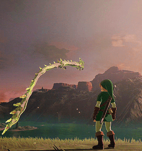A Video Game Character Is Standing In Front Of A Large Green Plant GIF