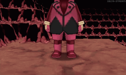 A Video Game Character Is Standing In Front Of A Wall With Delta-Stream Written On The Bottom Right GIF