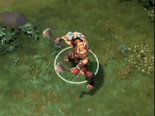 A Video Game Character Is Standing In The Grass With A Circle Around Him GIF