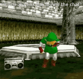 a video game character is standing next to a boombox and a coffin .