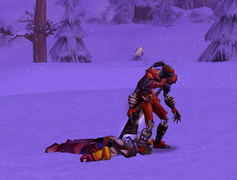 A Video Game Character Is Standing Next To Another Character Laying On The Ground GIF