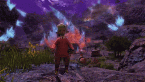 A Video Game Character Is Standing On A Rock With The Words I Got You Behind Him . GIF
