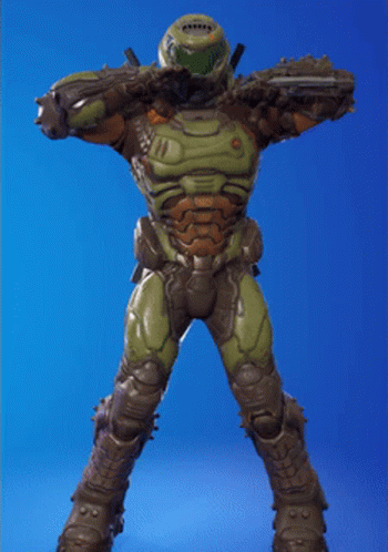 A Video Game Character Is Standing With His Arms Up In The Air GIF