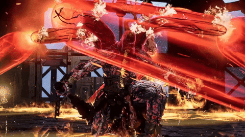 a video game character is surrounded by fire