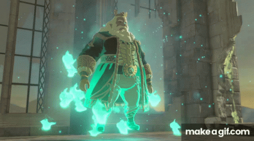 A Video Game Character Is Surrounded By Green Flames And Says Make A Gif.com In The Corner GIF