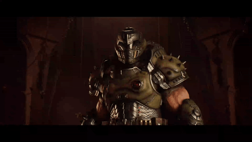 A Video Game Character Is Wearing A Helmet With Spikes On It GIF