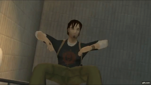 Video Game Character Looking At Mirror GIF