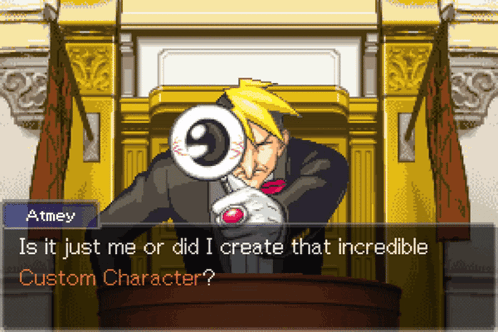 A Video Game Character Named Atmey Is Giving A Speech GIF