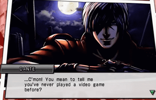 A Video Game Character Named Dante Is Talking About Playing A Video Game GIF