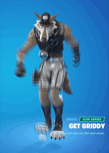 A Video Game Character Named Get Griddy Is Shown On A Blue Background GIF