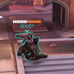 A Video Game Character Named Ghost Is Standing In Front Of A Sign GIF