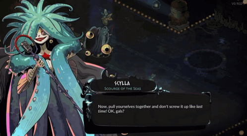 A Video Game Character Named Skylla Is Talking To Someone GIF