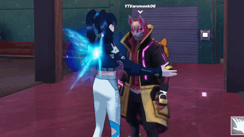 A Video Game Character Named Vtvvarumonk06 Is Standing Next To A Girl GIF
