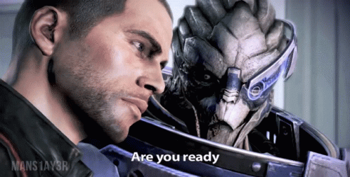 A Video Game Character Says " Are You Ready " To A Man GIF