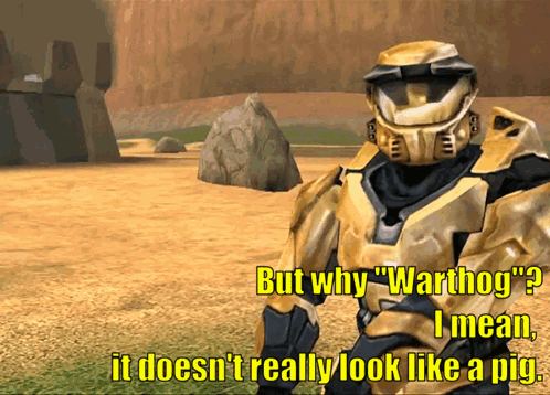 A Video Game Character Says But Why " Warthog " GIF
