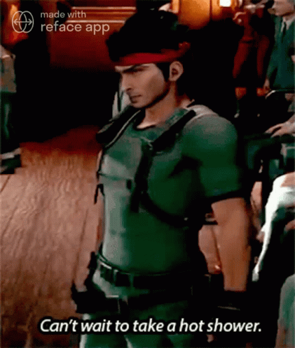 A Video Game Character Says " Can T Wait To Take A Hot Shower " GIF