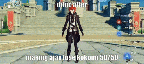 A Video Game Character Says Diluc After Making Ajax Lose Kokomi 55/50 GIF