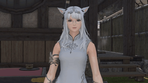 A Video Game Character Says Good Night With A Cat Ear Headband GIF