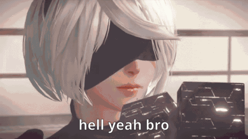 A Video Game Character Says Hell Yeah Bro While Holding Something GIF