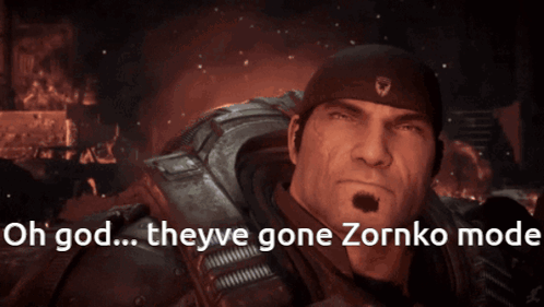 A Video Game Character Says " Oh God Theyve Gone Zornko Mod " GIF