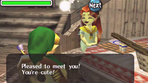 A Video Game Character Says " Pleased To Meet You " GIF
