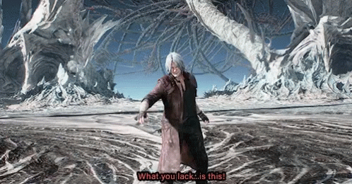 A Video Game Character Says " What You Lack Is This " In A Scene GIF