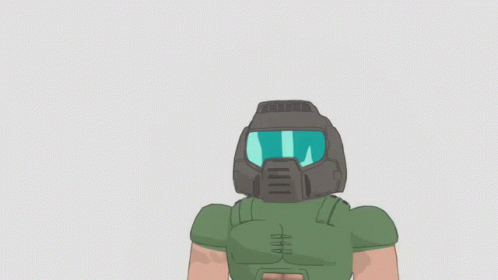 A Video Game Character Wearing A Helmet With A Reflection Of A Fire GIF
