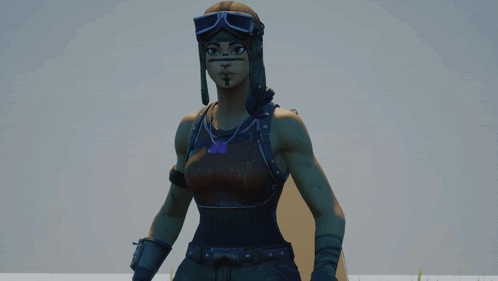 A Video Game Character With A Beard And Goggles Has The Number 20 On Her Chest GIF