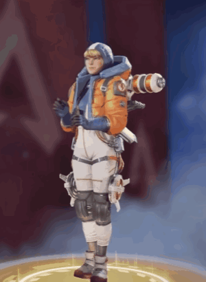 A Video Game Character With A Camera On His Back Is Standing In A Circle GIF