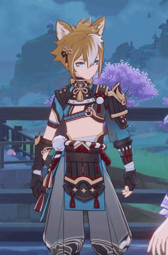 A Video Game Character With A Cat Ear And A Sword GIF