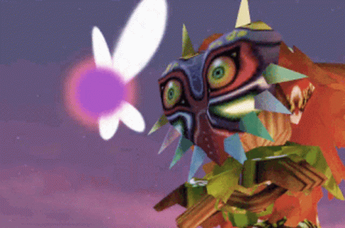 A Video Game Character With A Purple Flower In Front Of Him GIF