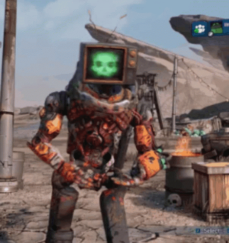 A Video Game Character With A Skull On His Head Is Standing In The Dirt GIF