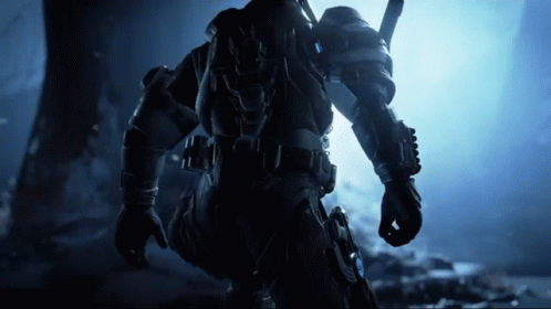 A Video Game Character With A Sword And A Gun GIF